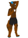  2017 anthro bioluminescence bulge canine clothed clothing coffee_cup digital_media_(artwork) dog fur german_shepherd glowing hair hi_res male mammal marx_hamilton messy_hair muscular muscular_male simple_background solo themadshepherd topless white_background 