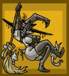 2025 4_fingers accessory anthro armwear bent_legs big_breasts boots breasts broom butt cleaning_tool clothed clothed_anthro clothed_female clothing crossed_legs curvy_figure digital_drawing_(artwork) digital_media_(artwork) elbow_gloves eyelashes eyeliner eyewear familiar female fingers footwear freckled_breasts freckled_butt freckles furgonomic_headwear furgonomics glasses glistening glistening_body glistening_clothing glistening_eyelids gloves grey_body grey_clothing grey_hair hair handwear hat headgear headwear hi_res holding_broom holding_cleaning_tool holding_object leaning_on_object legwear leotard long_eyelashes magic_user makeup neckwear nipple_outline portrait pose raised_arm shoes short_tail side_boob simple_background sitting smile smiling_at_viewer solo steamfalish_witch tail tail_accessory teeth thigh_boots thigh_highs three-quarter_view wearing_glasses witch witch_hat yellow_background zhmernalt