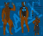  2017 anthro bioluminescence butt canine clothed clothing digital_media_(artwork) dog english_text fur german_shepherd glowing looking_at_viewer male mammal marx_hamilton model_sheet muscular muscular_male nude simple_background solo tattoo text themadshepherd topless 