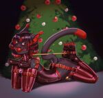 anthro arh ball_gag balls bdsm bitchsuit blush bodysuit bondage bondage_gear bondage_gloves bound chastity_cage chastity_device christmas christmas_tree clothing collar domestic_cat elbrar felid feline felis fully_bound gag genitals handwear hi_res holidays inner_ear_fluff latex latex_bodysuit latex_clothing latex_skinsuit mammal plant skinsuit solo straps tight_clothing tree tuft