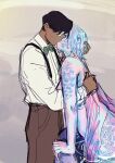aquatic breasts clothed clothing digital_media_(artwork) duo edward_(starfleetrambo) edwardian edwardian_clothing eyewear female fin glasses hair hi_res historical_european_clothing hug human humanoid_merfolk interspecies iridescent iridescent_body iridescent_hair iridescent_scales kiss_on_lips male male/female mammal merfolk nude oarfish_merfolk oskar_(starfleetrambo) partially_submerged scales siren siren_and_scientist sketch split_form starfleetrambo trans_(lore) trans_man_(lore)