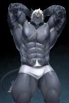 1_horn 2025 abdominal_scar abs anthro areola arm_hair arm_tattoo armpit_hair back_muscles belly_hair biceps big_muscles big_pecs biped black_background black_clothing black_collar black_tattoo black_underwear body_hair bulge chest_hair chest_scar closed_frown clothed clothing collar digital_media_(artwork) dipstick_tail ear_scar english_text eyebrows facial_hair facial_horn facial_scar forearm_muscles front_view frown gold_(metal) gold_jewelry gradient_background grey_areola grey_body grey_nipples grey_tail hair hands_behind_head happy_trail hi_res horn horn_jewelry jewelry king_(remember_the_flowers) looking_at_viewer male mammal markings mouth_closed multicolored_clothing multicolored_underwear muscular muscular_anthro muscular_arms muscular_male navel nipples nose_horn obliques pecs pinup portrait pose pubes purtropos quads red_eyes remember_the_flowers rhinoceros scar serious_face short_hair sideburns signature simple_background solo standing stubble tail tail_markings tail_tuft tattoo teal_background text text_tattoo thick_arms thick_thighs thin_tail three-quarter_portrait triceps tuft two_tone_clothing two_tone_underwear underwear underwear_only v-cut white_armpit_hair white_clothing white_eyebrows white_facial_hair white_hair white_horn white_pubes white_tail_tip white_underwear