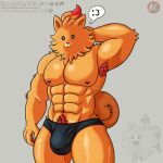 2026 abs anthro anthrofied armpit_hair artist_name beady_eyes big_bulge black_clothing black_eyes body_hair boobfan06 bottomwear boxer_briefs bulge canid clothed clothing digital_drawing_(artwork) digital_media_(artwork) fluffy fur generation_10_pokemon hair male mammal muscular muscular_male nintendo nipples orange_body orange_fur pants patreon_username pecs pokemon pokemon_(species) pombon pubes red_hair red_nose shaded simple_background simple_shading solo solo_focus text topless topless_male underwear