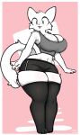 2026 absurd_res anthro big_breasts bottomwear breasts clothed clothing female fur hi_res kyodashiro legwear navel solo topwear white_body white_fur