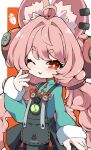  1girl ahoge animal_ear_fluff animal_ears braid commentary_request furry furry_female long_hair long_sleeves looking_at_viewer muuba one_eye_closed open_mouth pink_hair rabbit_ears rabbit_girl red_eyes solo thick_eyebrows tongue twin_braids zenless_zone_zero zhao_(zenless_zone_zero) 