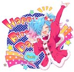  birthday blue_hair blush breasts christmas dress fire_emblem fire_emblem_if hair_over_one_eye hiyori_(rindou66) long_hair looking_at_viewer medium_breasts multicolored_hair open_mouth pieri_(fire_emblem_if) pink_hair red_eyes santa_costume simple_background smile solo twintails two-tone_hair 