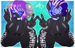14:9 2026 absurd_res anthro ayuko big_breasts black_body black_latex black_nipples blue_lips breasts collar double_v_sign drone duo equid equine female friendship_is_magic generation_8_pokemon genitals gesture hair hand_gesture hasbro hi_res highlights_(coloring) horn hypnosis hypnotic_visor indeedee kneeling latex latex_body latex_creature lips mammal mind_control multicolored_hair my_little_pony mythological_creature mythological_equine mythology nintendo nipples pokemon pokemon_(species) purple_hair rarity_(mlp) renegade-157 spiral thick_lips thick_thighs two_tone_hair unicorn v_sign visor vulva white_highlights