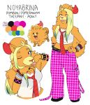 2026 5_fingers 6:7 ambiguous_feral ambiguous_gender anthro arms_bent black_bra black_bracelet black_clothing black_footwear black_underwear blonde_hair blue_bracelet blue_highlights bottomwear bra bracelet breasts character_name checkered_bracelet closed_smile clothed clothed_anthro clothed_female clothing color_swatch crop_top digit_ring digital_drawing_(artwork) digital_media_(artwork) duo ear_piercing ear_ring english_description english_text eye_through_hair eyebrow_through_hair eyebrows eyelashes fan_character fangs female female_anthro feral finger_ring fingers flat_colors fluffy fluffy_tail footwear fully_clothed fully_clothed_anthro fully_clothed_female fur generation_10_pokemon green_highlights grey_background hair hand_on_hip hand_on_own_hip hi_res highlights_(coloring) jewelry long_hair looking_at_viewer medium_breasts midriff model_sheet mouth_closed multicolored_body multicolored_fur multicolored_hair neck_tuft necktie nintendo noyabrina_(slightlyhopefulromantic) number orange_eyebrows orange_hair orange_tail pants pattern_bottomwear pattern_clothing pattern_pants paws piercing pink_bottomwear pink_clothing pink_pants pink_tongue pockets pokemon pokemon_(species) pokemon_winds_and_waves pokemorph pombon pose pronouns pupils quadruped red_eyes red_hair_tips red_necktie red_nose reference_image ring_piercing shirt simple_background slightlyhopefulromantic smile smiling_at_viewer spiked_bracelet spikes stated_adult stated_age tail teeth text tongue tongue_out topwear translucent translucent_clothing translucent_crop_top translucent_hair translucent_shirt translucent_topwear tuft underwear white_clothing white_crop_top white_pupils white_topwear