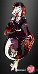 alternative_fashion anthro armwear belt bottomwear breasts chain_jewelry chest_tuft choker claws cleavage clothed clothing clothing_pull corset countershading dinosaur dromaeosaurid elbow_gloves eyebrow_piercing facial_piercing feather_hair feathered_dinosaur feathered_scalie feathers female female_anthro fishnet_armwear fishnet_clothing fishnet_leggings fishnet_legwear footwear furgonomic_footwear furgonomic_piercing furgonomics gloves goth hair hand_on_breast handwear hi_res jewelry leggings legwear lingerie looking_at_viewer midriff miniskirt multicolored_hair necklace non-mammal_breasts panties panty_pull pattern_bottomwear pattern_clothing pattern_skirt piercing plaid plaid_bottomwear plaid_clothing plaid_skirt pleated_skirt predaguy prehistoric_species pseudo_hair purple_clothing pyroraptor red_hair reptile ring_(jewelry) saurischian scalie sickle_claw skirt spots stockings stripes tail tail_feathers theropod toe_claws tongue tongue_out topwear translucent translucent_clothing tuft two_tone_hair underwear underwear_pull wings yvette_(spe)