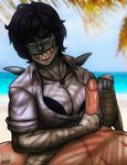  2016 animal_humanoid beach big_breasts big_penis black_hair blue_eyes breasts clothed clothing duo erection female fish grey_skin grin hair handjob human human_on_humanoid humanoid jewelry male male/female mammal marine necklace outside penis pumpkinsinclair scar sea seaside sex shark sharp_teeth smile teeth water zhaleh 