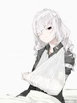  bad_id bad_pixiv_id bandage_over_one_eye bandages blue_eyes comic_lo hageshii_nakano highres injury smile white_background white_hair 