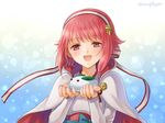  fire_emblem fire_emblem_if hanasaki_komugi japanese_clothes kimono looking_at_viewer pink_eyes pink_hair sakura_(fire_emblem_if) short_hair smile snow_bunny solo 