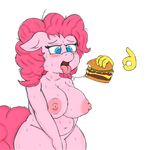 anthro blue_eyes blush breasts burger earth_pony emoji equine female food friendship_is_magic fur hair horse insecureflaky mammal my_little_pony ok_hand pink_fur pink_hair pinkie_pie_(mlp) pony slightly_chubby solo tongue tongue_out 