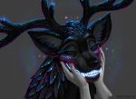american_mythology anthro antlers bioluminescence black_body black_fur female fur glowing hi_res horn human human_on_anthro humanoid_hands indigenous_north_american_mythology interspecies lenika mabiruna mammal meme mythology north_american_mythology omnid solo starshade teeth vitaly_s_alexius wendigo