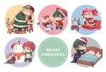  absurdres ahoge antlers appmon asuka_torajirou bed blue_eyes blue_skin box character_snowman chibi chibi_only christmas christmas_ornaments christmas_tree closed_eyes colored_skin commentary_request digimon digimon_universe:_appli_monsters dokamon dress fur-trimmed_dress fur-trimmed_headwear fur_trim gatchmon gift gift_box green_hair hackmon_(appmon) hat highres holding holding_sack hood hoodie horns jacket karan_eri katsura_hajime katsura_rei ladder lulu_hane merry_christmas musimon offmon on_bed open_mouth ozora_yujin pink_hair red_hat red_jacket reindeer_antlers ribbon sack santa_costume santa_dress santa_hat scarf shinkai_haru sleeping sleigh smile snowman white_skin yellow_eyes 