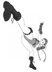  1girl ass bare_legs bare_shoulders boots breasts cammy_white capcom curvy female jumping kicking leotard long_hair monochrome partially_visible_vulva simple_background solo street_fighter street_fighter_v white_background 