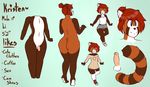  anthro balls blue_eyes blush brown_fur butt clothed clothing doodle_dip fur girly hair kristen male mammal model_sheet nude penis red_panda simple_background smile solo wide_hips 