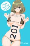  bikini heterochromia kion-kun shirt_lift swimsuits takagaki_kaede the_idolm@ster the_idolm@ster_cinderella_girls 