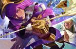  1girl bandages bear black_hat bodysuit broken_glass building capelet clothing_cutout commentary cream_starter_(stand) crossed_arms crown crying crying_with_eyes_open english_commentary flower_ornament gets_up_(horse) glass grey_bodysuit hat highres hijo_joestar horse hot_pants_(sbr) jojo_no_kimyou_na_bouken makeup mullet nun parted_lips pink_capelet pink_eyes pink_hair pink_lips short_hair shoulder_cutout sparkle stand_(jojo) steel_ball_run tears 