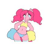  2017 alternate_hairstyle animated anthro anthrofied blinking blue_eyes cheerleader clothed clothing earth_pony equine female friendship_is_magic hair horse legwear looking_at_viewer mammal my_little_pony navel panties pink_hair pinkie_pie_(mlp) pom_poms pony shirt simple_background smile solo tolsticot underwear white_background 