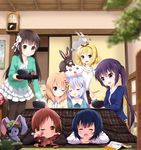  :d :o ;) animal animal_on_head anko_(gochiusa) blonde_hair blue_eyes blue_hair book bowl brown_hair bunny bunny_on_head chopsticks clock commentary_request flower food gochuumon_wa_usagi_desu_ka? green_eyes hair_flower hair_ornament hairclip highres hoto_cocoa indoors jouga_maya kafuu_chino kirima_sharo kotatsu leaning_on_person long_hair multiple_girls natsu_megumi on_head one_eye_closed open_mouth orange_eyes purple_eyes purple_hair rubbing_eyes ruu_(tksymkw) short_hair smile steam stuffed_animal stuffed_bunny stuffed_toy table tears tedeza_rize tippy_(gochiusa) ujimatsu_chiya wild_geese x_hair_ornament yawning 