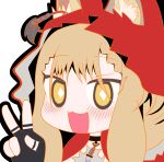  +_+ 1girl :3 animal_ear_fluff animal_ears arknights arknights:_endfield black_gloves chibi commentary ears_through_headwear fingerless_gloves gloves highres hood hood_up machi3983 open_mouth outline red_hood red_outline rossi_(arknights) smile solo transparent_background v wolf_ears wolf_girl 