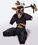 absurd_res anthro antlers bdsm belt bodysuit clothing collar collar_tag deer duskovich fleshlight_gag gag hi_res hooves horn leash leash_pull legwear male mammal penetrable_sex_toy petplay puppyplay roleplay sex_toy skinsuit solo tight_clothing tights vlada_dusk