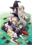  >:) 6+girls :d absurdres aqua_eyes aqua_skirt black_hair black_hat black_robe black_skirt black_thighhighs blonde_hair blue_hair blunt_bangs blush bob_cut boots brown_hair bungo_yayoi buttons closed_mouth colored_eyelashes commentary crab_claw crocs dark-skinned_female dark_skin day double-breasted earrings eyes_visible_through_hair fake_horns flask full_body grass green_eyes grey_hair grey_hat grey_shirt hair_over_one_eye hand_on_own_chest hand_up hat heaven_burns_red helmet highres holding holding_flask horned_helmet horns jewelry long_hair long_sleeves looking_at_viewer lying maruyama_kanata maruyama_squad_(heaven_burns_red) miniskirt multiple_girls narby_(heaven_burns_red) ogasahara_hisame on_side one_eye_closed ooshima_yotsuha open_mouth outdoors pantyhose parted_bangs pleated_skirt red_eyes robe round-bottom_flask sailor_collar sasakura_towa shirt short_hair short_sleeves sitting skirt smile smug split_mouth standing straight_hair tareme tenne_miko thighhighs triangle_earrings twintails twintails_with_braided_base v-shaped_eyebrows very_long_hair vritika_balakrishnan wavy_hair white_pantyhose white_sailor_collar white_shirt white_skirt wide_sleeves witch_hat yellow_boots yellow_eyes yokozuwari zettai_ryouiki 