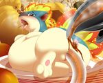  2017 anus blush butt camychan female feral gaping gaping_anus hi_res inflation nintendo open_mouth pok&eacute;mon pok&eacute;mon_(species) quilava solo tongue tongue_out vaginal video_games 