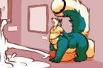 anthro balls belly big_balls big_penis bottomless canid canine clothed clothing cum_puddle ejaculation erection fluffy fluffy_tail fox genitals hair hand_on_back huge_balls huge_penis hyper hyper_balls hyper_genitalia hyper_penis joe_(joebluefox) joebluefox long_hair male mammal orgasm_face overweight overweight_male penis picture_frame raised_tail shirt shirt_only solo t-shirt t-shirt_only tail taur thick_thighs topwear topwear_only vein veiny_penis