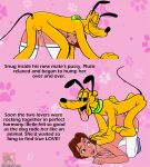 accessory anatomically_correct anatomically_correct_genitalia anatomically_correct_penis anus belle_(beauty_and_the_beast) bestiality blue_clothing bodily_fluids bow_ribbon canid canine canis clothing collar comic disney doggystyle domestic_dog dripping drooling duo english_text everfire female female_human feral feral_penetrating feral_penetrating_human footprint from_behind_position genital_fluids genitals hair_accessory hair_bow hair_ribbon hi_res human human_on_feral human_penetrated interspecies legwear male male/female mammal narration partially_clothed_female partially_clothed_human pawprint pawprint_pattern penetration penis pink_background pluto_(disney) precum precum_drip ribbons saliva saliva_on_face saliva_on_tongue sex simple_background smile smiling_at_another smiling_at_partner stockings tail text thin_tail url watermark yellow_body