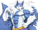  2017 5_fingers abs anthro biceps big_muscles black_nose blue_fur canine captainjohkid claws darkstalkers flakjacket0204 fur hi_res jon_talbain male mammal muscular pecs video_games were werewolf white_fur wolf 