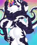  2025 4_arms absurd_res anthro aquatic biceps big_penis black_body black_fur black_glans black_penis bodily_fluids butt cephalopod clothing coleoid digital_drawing_(artwork) digital_media_(artwork) english_text erection fe7r8iode fur genital_fluids genitals glans gootraxian grey_body grey_fur hi_res hybrid jawbreaker_(kaiju_paradise) kaiju_paradise leaking_precum looking_at_viewer male markings mollusk multi_arm multi_limb multicolored_body multicolored_eyes multicolored_fur muscular muscular_anthro muscular_male nude octopodiform octopus penis precum rainbow rainbow_background rainbow_body rainbow_eyes rainbow_fur rainbow_inner_ear rainbow_inner_ear_fluff simple_background solo spots spotted_body spotted_fur striped_body striped_fur stripes sweat tentacles text underwear white_body white_clothing white_fur white_underwear 