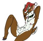  animal_genitalia antlers buckle cervine christmas collar fluffy fuzzy fuzzy_balls hat holidays hooves horn liefie male mammal nipples nude santa_hat sheath solo tongue tongue_out vono 