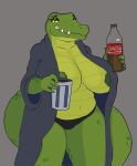 alligator alligatorid anthro beverage beverage_bottle big_breasts bottle breasts clothing coca-cola container crocodile crocodilian dressinggown female female/female female_anthro hi_res holding_soda nude panties reptile scalie soda soda_bottle underwear unknown_artist
