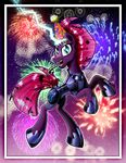  2017 armor blue_eyes electricity equine female fireworks gray--day hat horn mammal my_little_pony my_little_pony_the_movie party_hat solo tempest_shadow_(mlp) unicorn 