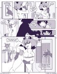 5_fingers anthro blush blush_lines brand_new_animal breasts business business_attire businesswear butt canid canine canis claws clothed clothed/nude clothed_anthro clothed_male clothing comic confident confident_anthro confident_female dialogue dipstick_tail domestic_dog duo elevator english_text exhibitionism female finger_claws fingers gloves_(marking) hair hi_res high5art human inner_thoughts male male/female mammal markings michiru_kagemori monochrome navel nipples nude office only_one_nude open_mouth page_number paper paperwork presenting presenting_hindquarters public public_nudity raccoon_dog short_hair silhouette small_breasts species_transformation speech_bubble studio_trigger suit tail tail_markings tanuki text thought_bubble transformation