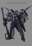  absurdres beam_cannon beam_rifle blue_eyes cable character_name concept_art energy_gun english_commentary english_text gabthley glowing glowing_eye grey_background gundam highres holding holding_weapon kadej mecha mecha_focus mobile_suit no_humans one-eyed original redesign robot science_fiction signature titans_(gundam) weapon zeta_gundam 