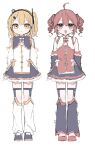  15tsugai 2girls :< a.i._voice adachi_rei ahoge arm_warmers black_arm_warmers black_headband black_leg_warmers black_shoes black_skirt black_vest bow drill_hair frilled_skirt frills garter_straps hair_ribbon headband headlamp highres kasane_teto leg_warmers multiple_girls nise_chuugokugo_(utau) one_side_up open_mouth orange_eyes orange_hair orange_trim radio_antenna red_bow red_eyes red_hair red_shoes red_tabard red_trim reference_sheet ribbon shoes short_hair simple_background skirt smile standing tabard thigh_strap twin_drills utau vest white_arm_warmers white_background white_bow white_leg_warmers white_ribbon white_tabard 