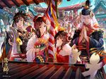  6+girls abe_no_seimei_(onmyoji) blue_eyes brown_hair character_request closed_eyes doujo_(onmyoji) fuji_choko hatsumoude highres japanese_clothes kagura_(onmyoji) kimono kochou_no_sei_(onmyoji) kurodouji long_hair looking_away minamoto_no_hiromasa momo_(onmyoji) multiple_boys multiple_girls oguna_(onmyoji) onmyoji onmyouji red_eyes sakura_(onmyoji) shirodouji short_hair tiaotiaomeimei wide_sleeves yamausagi yaobikuni_(onmyoji) ying_grass youko_(onmyoji) 