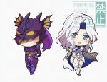 2boys :d arm_behind_back armor belt blue_armor blue_cape blue_eyes blue_headband blush_stickers bracer breastplate cape cecil_harvey chibi chibi_only commentary_request covered_eyes elbow_gloves fake_horns final_fantasy final_fantasy_iv frown full_body gloves gold_trim greaves hand_on_own_hip headband helmet helmet_over_eyes hip_armor horned_helmet horns kain_highwind looking_at_viewer male_focus medium_hair multiple_boys open_mouth parted_bangs pauldrons purple_armor purple_helmet shoulder_armor sidelocks simple_background smile standing striped_clothes striped_gloves twitter_username two-tone_cape watermark white_armor white_background white_belt white_cape white_gloves white_hair winged_helmet yuzuki_game1126 