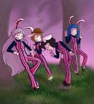  4girls barefoot cosplay crossover inaba_tewi lazytown meme multiple_girls reisen_udongein_inaba ringo_(touhou) robbie_rotten robbie_rotten_(cosplay) seiran shoes tagme touhou tree_branch 