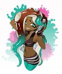  2017 cephalopod clothing dark_skin female hato headphones hi_res humanoid marina_(splatoon) marine navel nintendo not_furry octoling solo splatoon tentacle_hair tentacles video_games 