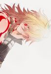  2boys arm_tattoo black_coat blonde_hair braid chest_tattoo coat commentary earrings facial_tattoo gold_earrings gold_necklace gradient_hair hand_on_another's_cheek hand_on_another's_face highres honkai:_star_rail honkai_(series) jewelry male_focus medium_hair mnmxdng multicolored_hair multiple_boys mydei_(honkai:_star_rail) necklace one_eye_closed open_clothes open_coat phainon_(honkai:_star_rail) red_hair red_tattoo side_braid sideways solo solo_focus tattoo untranslatable_commentary watermark yaoi yellow_eyes 