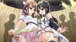  2girls babydoll bare_shoulders belt belt_collar black_flower black_hair black_rose black_sleeves black_thighhighs blue_eyes blunt_bangs blunt_ends bottomless breasts brown_belt choker choppy_bangs cleft_of_venus closed_mouth collar cowboy_shot curtains detached_sleeves dress flower frilled_choker frills from_below frown game_asset gold_trim hair_flower hair_ornament hairband indoors kokoha_(4h) long_hair looking_at_another magical_girl multiple_girls nanamiya_runa nanamiya_runa_(magical_girl) navel non-web_source official_art open_mouth pink_hair pink_skirt pleated_skirt pussy red_eyes rose roshutsu-kei_mahou_shoujo searchlight self-datamine shitou_(4h) short_sleeves sidelocks silhouette skirt small_breasts smirk standing straight_hair strapless studio studio_lights thighhighs twintails white_babydoll white_dress white_hairband white_sleeves white_wrist_cuffs wing_hair_ornament wrist_cuffs 