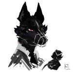 accessory ambiguous_gender anthro black_body black_fur black_rose bust_portrait canid canine canis cheek_tuft clothed clothed_ambiguous clothed_anthro clothing colored colored_sketch digital_drawing_(artwork) digital_media_(artwork) english_description facial_tuft flower fur headsetails hi_res holding_flower holding_object holding_rose looking_at_viewer mammal monotone_body monotone_fur muzzle_(object) muzzled necktie plant portrait red_eyes rose_(flower) signature simple_background sketch snout solo tuft white_background white_sclera wolf