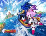  2boys 2girls absurdres animal_ears animal_nose arm_up arms_at_sides bird blaze_the_cat blue_fur blue_hair blue_sky boat body_fur breasts cat_ears cat_girl cat_tail closed_mouth cloud coat colored_tips commentary copyright_name crossed_legs day dolphin dolphin_riding english_commentary fisheye flying forehead_jewel fox_tail from_behind full_body fur-trimmed_gloves fur-trimmed_shoes fur_trim furry furry_female furry_male gloves gold_necklace green_eyes grin hair_tie happy highres horizon island jacket jet_ski jewelry kornart leaning_forward legs_apart long_hair long_sleeves looking_at_another looking_at_viewer looking_back marine_the_raccoon multicolored_hair multiple_boys multiple_girls necklace ocean on_jet_ski orange_eyes outdoors outstretched_arm pants pink_fur pink_shoes pointing ponytail purple_coat purple_fur purple_hair purple_jacket red_shoes riding shoes short_hair sideways_mouth simple_bird sitting sky small_breasts smile socks sonic_(series) sonic_rush_adventure sonic_the_hedgehog sparkle spiked_hair standing tail tails_(sonic) teeth topknot two-tone_fur two-tone_hair water watercraft wave_cyclone_(sonic) white_fur white_gloves white_pants white_socks yellow_eyes 
