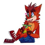 &lt;3 2017 anthro bandicoot clothed clothing crash_bandicoot crash_bandicoot_(series) fingerless_gloves food footwear fruit fur gloves green_eyes male mammal marsupial pants shoes topless video_games wildflre_(artist) 