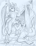  2017 anthro bat_wings breasts duo ear_piercing eyes_closed female flinters gargoyle hair horn licking male male/female membranous_wings nude penis piercing pussy sex showering side_boob tongue tongue_out wings 