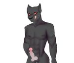  absurd_res anthro barbed_penis black_fur claws erection fangs feline fur hair hi_res holding_penis looking_at_viewer male mammal muscular muscular_male panther penis red_eyes simple_background solo tongue tongue_out unknown_artist whiskers white_background 